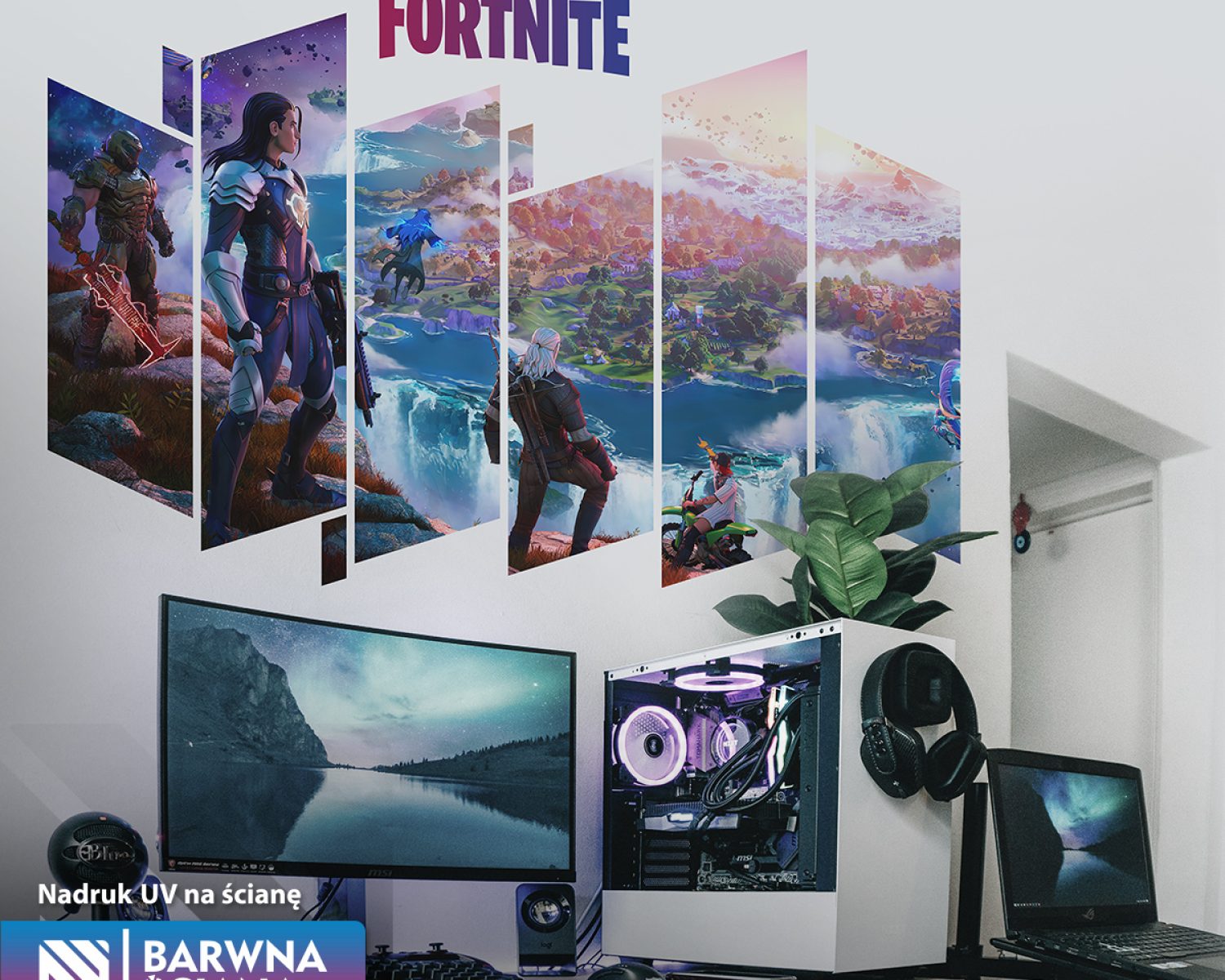 Druk na ścianę dla graczy gamerów, obraz na ścianę dla graczy, Wystrój Gaming room, Gaming room Druk ścienny UV w Rzeszowie. Zobacz jak działa druk na ścianę, który przeznaczony jest do mieszkań, dla firm oraz salonów usługowych